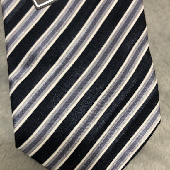 GRAND JOUR Paris Blue and Gray Striped Tie - Picture 6 of 7
